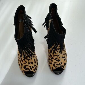 J RENEE  OPEN TOE ANIMAL POINT ANKLE BOOTS
